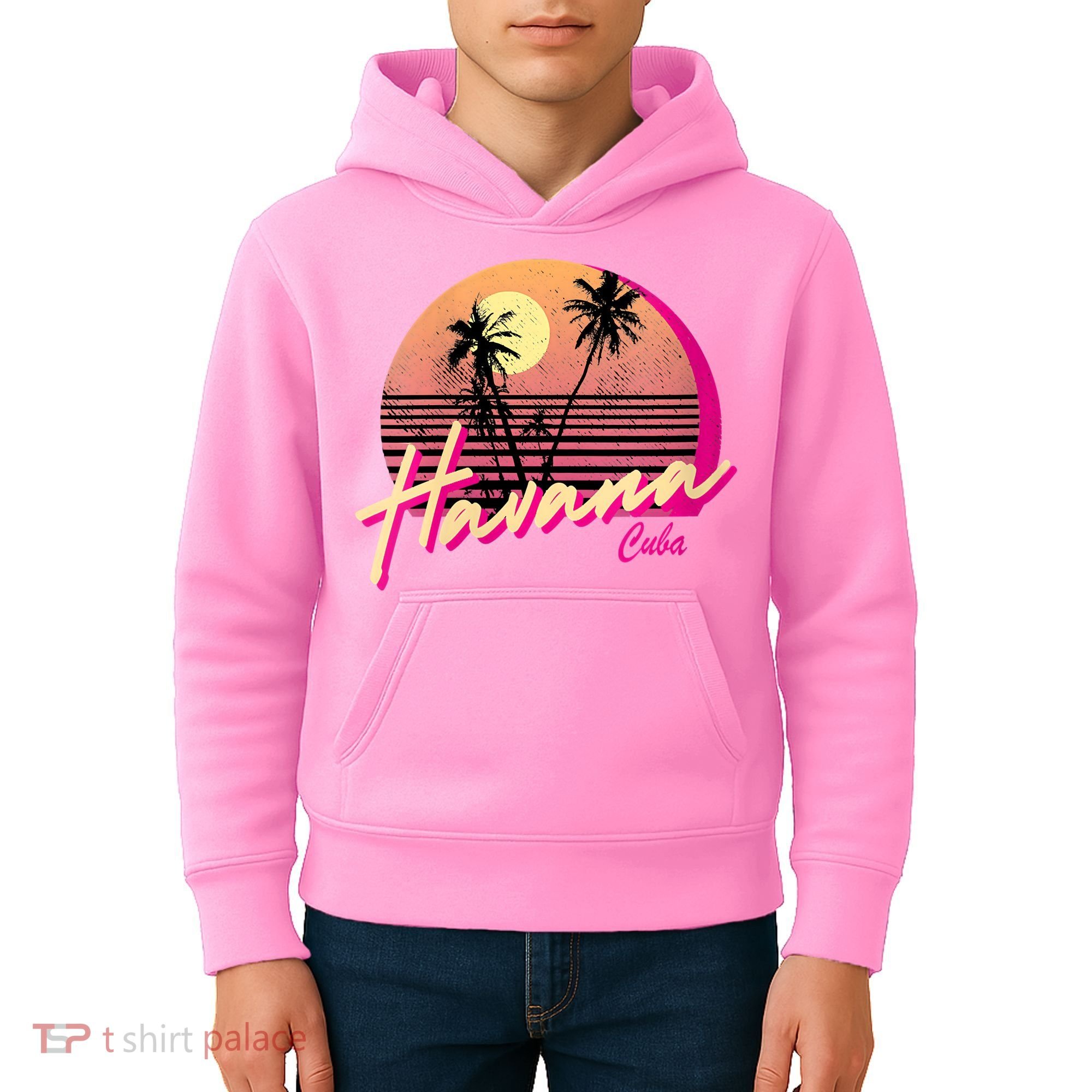 Womens Retro Havana Cuba California Beach Sunset Kids Hoodie