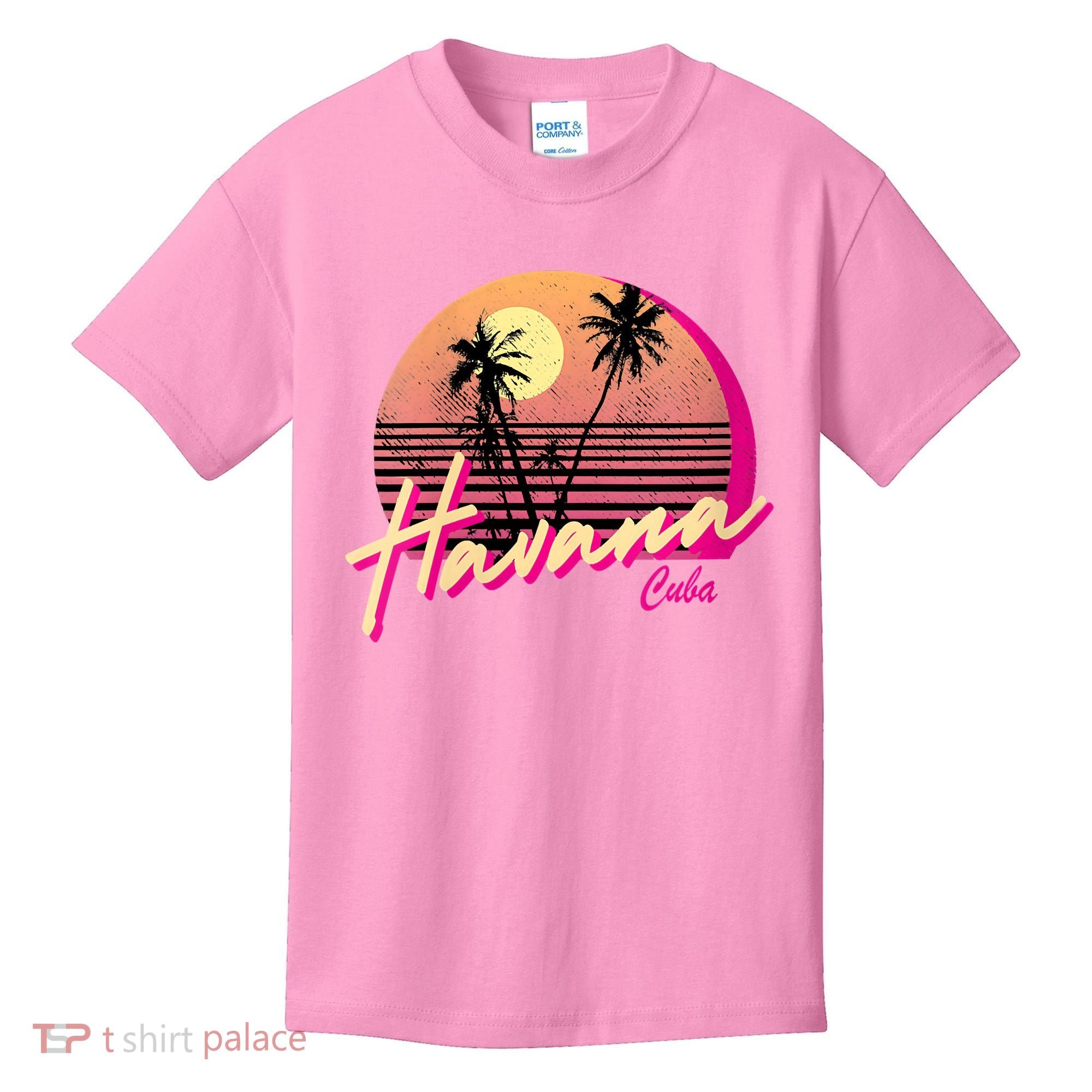 Womens Retro Havana Cuba California Beach Sunset Kids T-Shirt