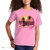 Womens Retro Havana Cuba California Beach Sunset Kids T-Shirt thumb 2