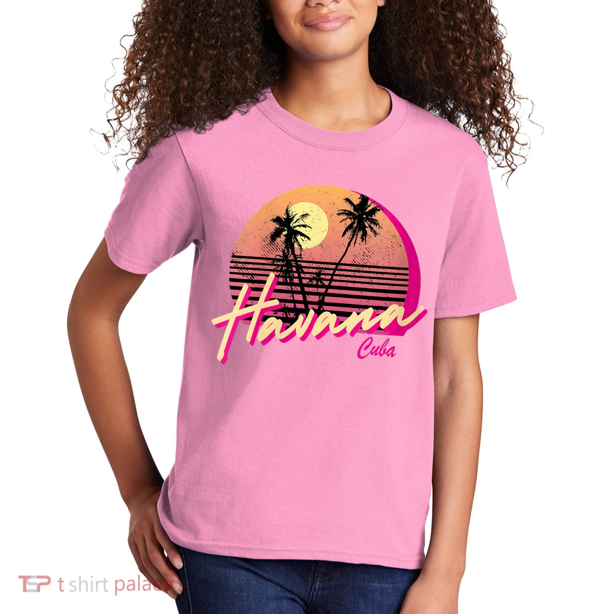 Womens Retro Havana Cuba California Beach Sunset Kids T-Shirt