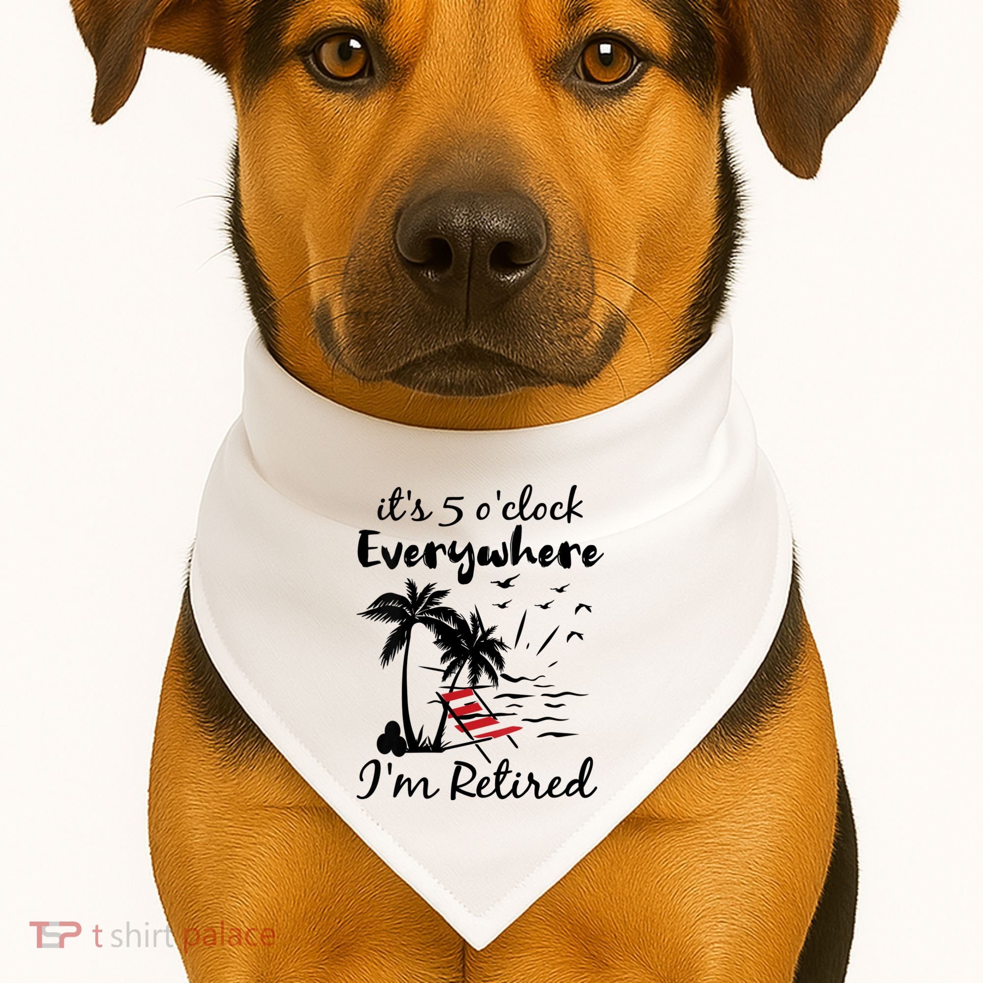 Womens Retirement It's 5 O'Clock Everywhere I'm Retired Summer USA-Made Doggie Bandana