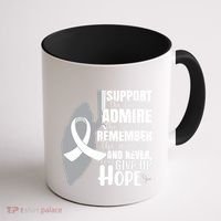 White Ribbon Lung Cancer Warrior Gift Coffee Mug thumb 1