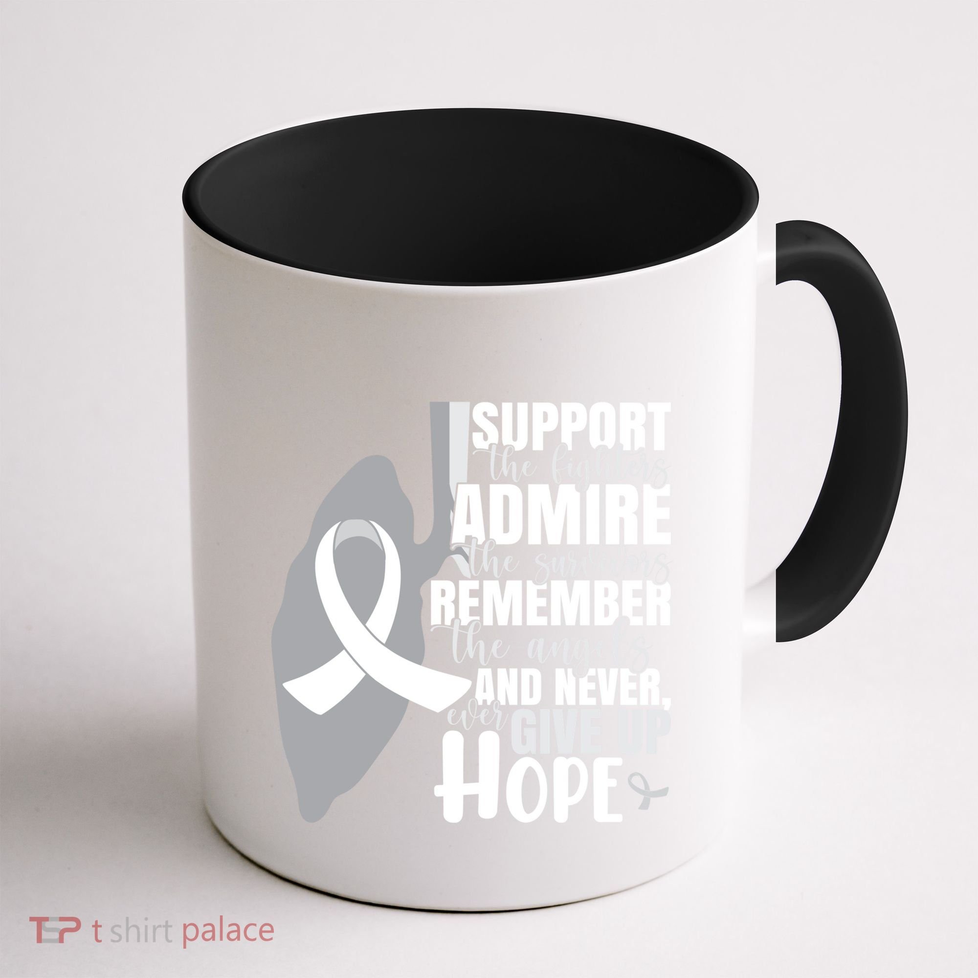 White Ribbon Lung Cancer Warrior Gift Coffee Mug