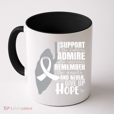 White Ribbon Lung Cancer Warrior Gift Coffee Mug