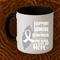 White Ribbon Lung Cancer Warrior Gift Coffee Mug thumb 2