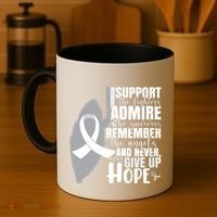 White Ribbon Lung Cancer Warrior Gift Coffee Mug thumb 4