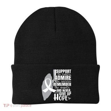 White Ribbon Lung Cancer Warrior Gift Beanie