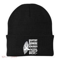 White Ribbon Lung Cancer Warrior Gift Beanie thumb 0