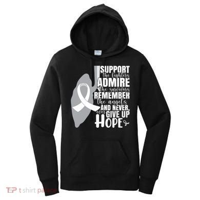 White Ribbon Lung Cancer Warrior Gift Women's Hoodie