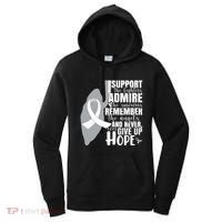 White Ribbon Lung Cancer Warrior Gift Women's Hoodie thumb 0