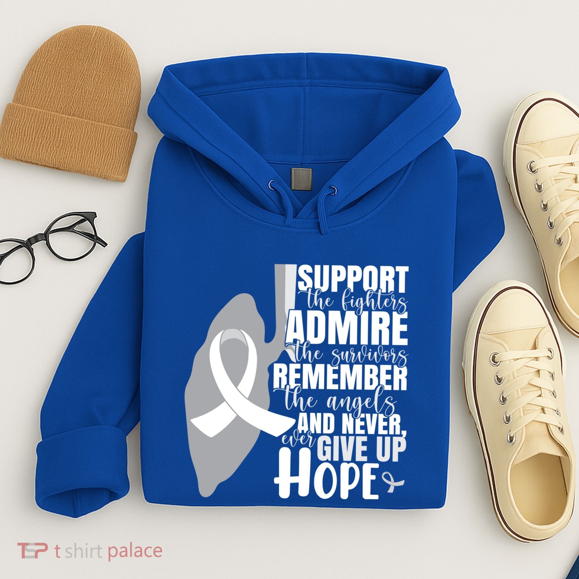 White Ribbon Lung Cancer Warrior Gift Hoodie