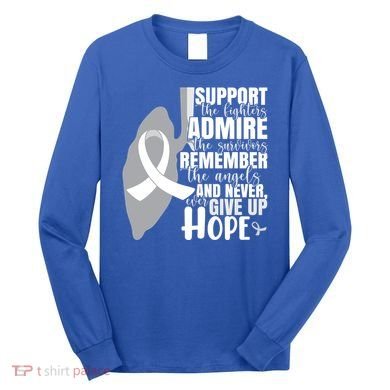 White Ribbon Lung Cancer Warrior Gift Long Sleeve Shirt