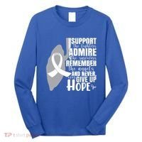 White Ribbon Lung Cancer Warrior Gift Long Sleeve Shirt thumb 0