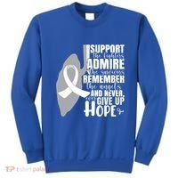 White Ribbon Lung Cancer Warrior Gift Sweatshirt thumb 0