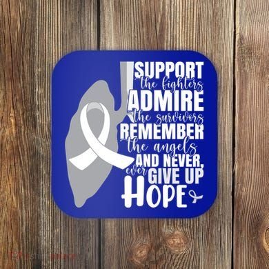 White Ribbon Lung Cancer Warrior Gift Coaster