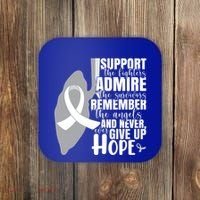 White Ribbon Lung Cancer Warrior Gift Coaster thumb 0