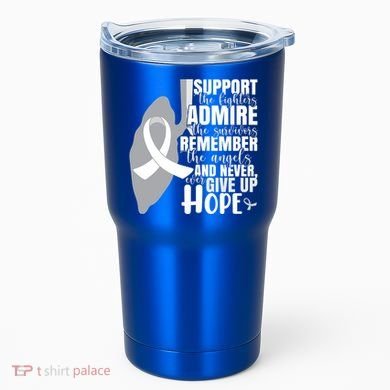 White Ribbon Lung Cancer Warrior Gift Tumbler