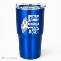 White Ribbon Lung Cancer Warrior Gift Tumbler thumb 0