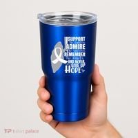 White Ribbon Lung Cancer Warrior Gift Tumbler thumb 2