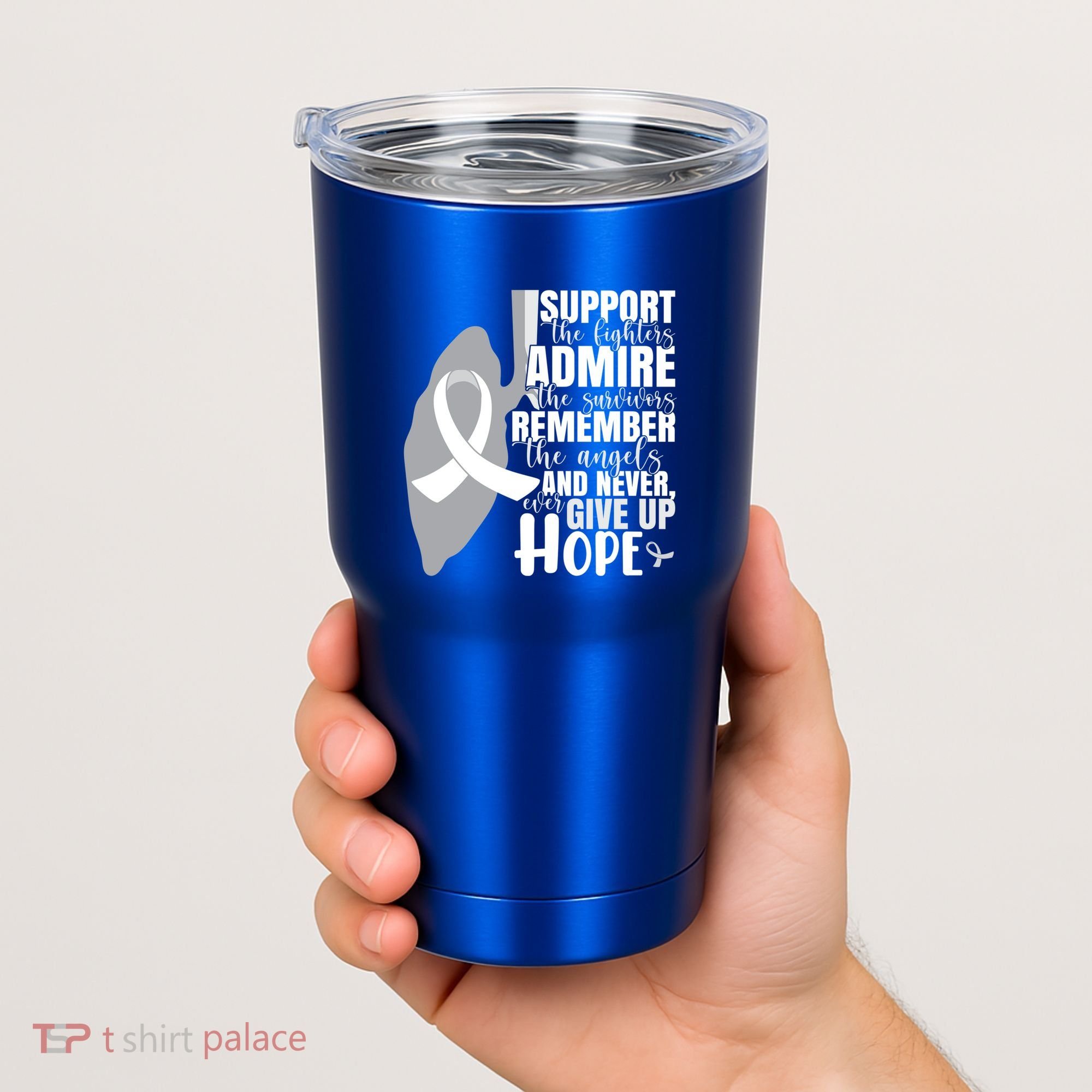 White Ribbon Lung Cancer Warrior Gift Tumbler