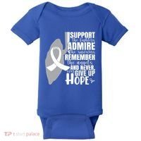 White Ribbon Lung Cancer Warrior Gift Baby Bodysuit thumb 0