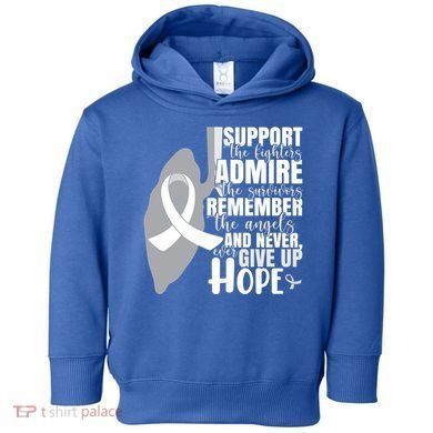 White Ribbon Lung Cancer Warrior Gift Toddler Hoodie