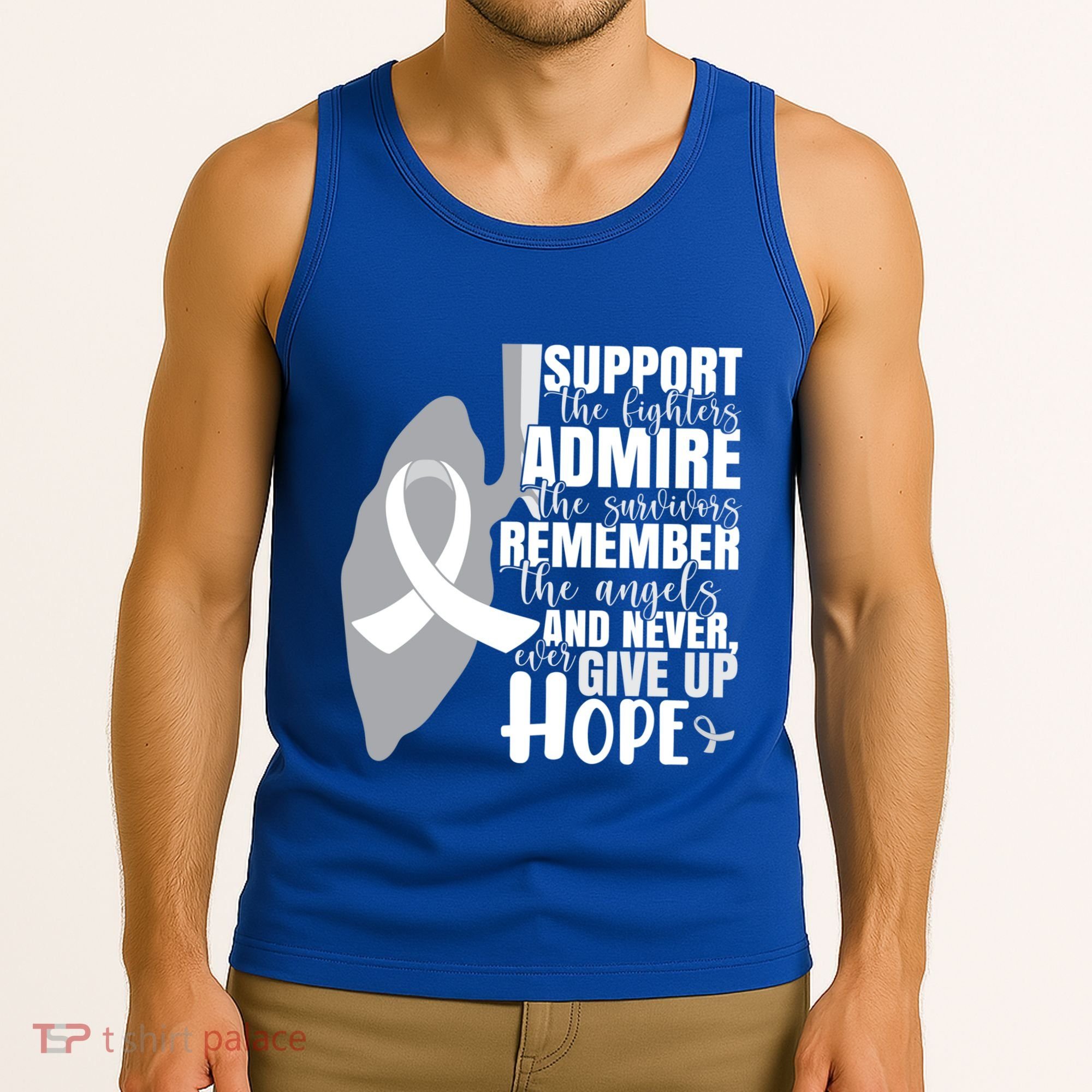 White Ribbon Lung Cancer Warrior Gift Tank Top