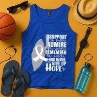 White Ribbon Lung Cancer Warrior Gift Tank Top thumb 4