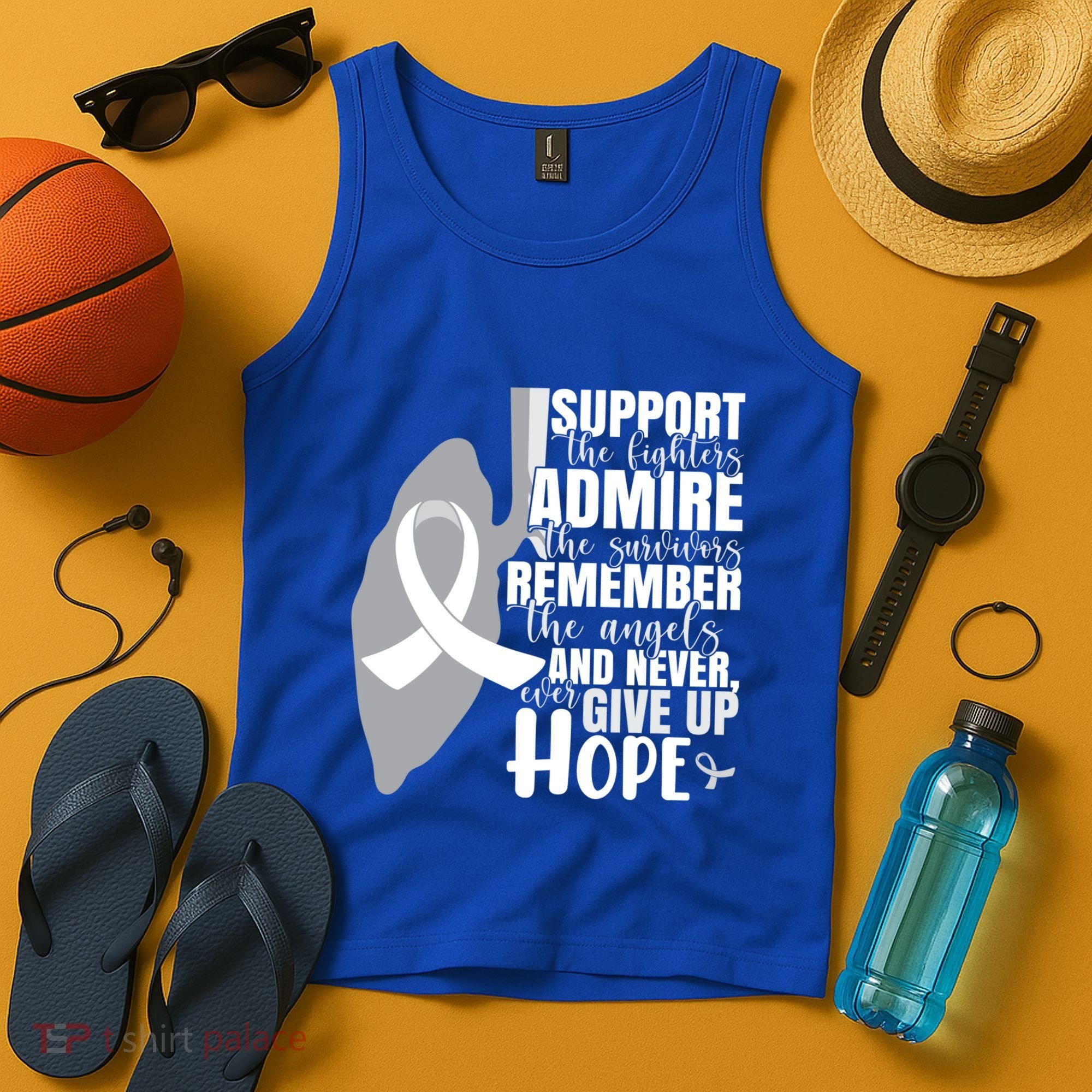 White Ribbon Lung Cancer Warrior Gift Tank Top