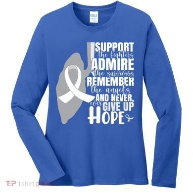 White Ribbon Lung Cancer Warrior Gift Women's Long Sleeve Shirt