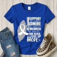 White Ribbon Lung Cancer Warrior Gift Women's T-Shirt thumb 3