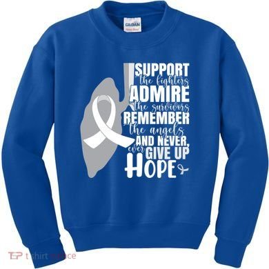 White Ribbon Lung Cancer Warrior Gift Kids Sweatshirt