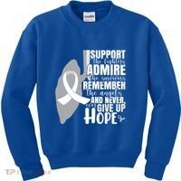 White Ribbon Lung Cancer Warrior Gift Kids Sweatshirt thumb 0