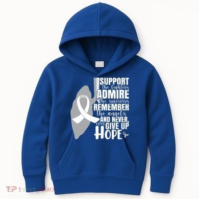 White Ribbon Lung Cancer Warrior Gift Kids Hoodie