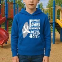 White Ribbon Lung Cancer Warrior Gift Kids Hoodie thumb 2