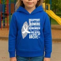 White Ribbon Lung Cancer Warrior Gift Kids Hoodie thumb 3