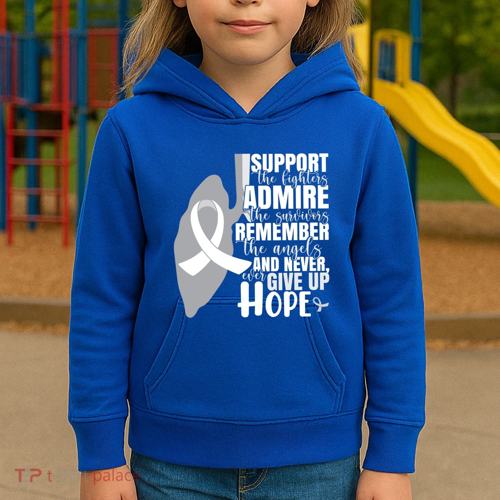 White Ribbon Lung Cancer Warrior Gift Kids Hoodie