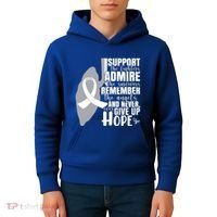 White Ribbon Lung Cancer Warrior Gift Kids Hoodie thumb 4