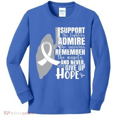 White Ribbon Lung Cancer Warrior Gift Kids Long Sleeve Shirt