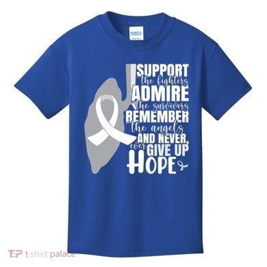 White Ribbon Lung Cancer Warrior Gift Kids T-Shirt