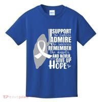 White Ribbon Lung Cancer Warrior Gift Kids T-Shirt thumb 0