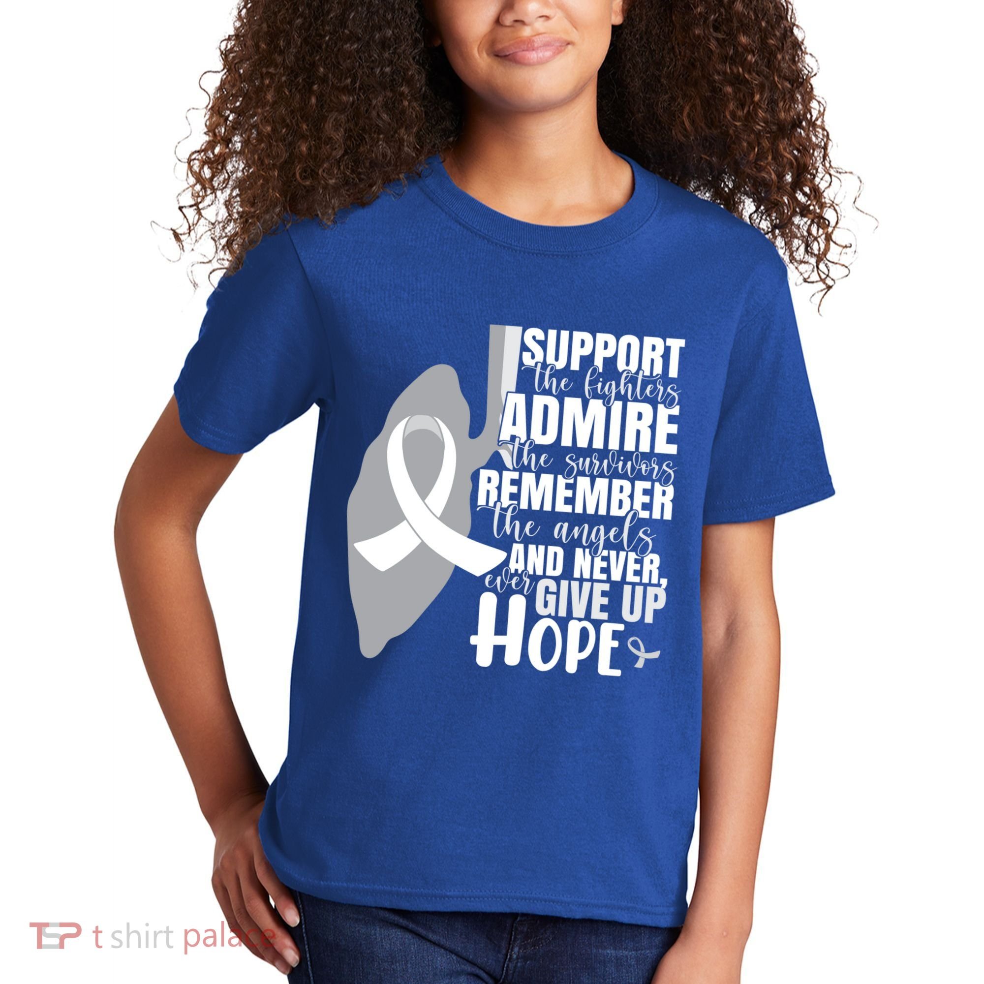 White Ribbon Lung Cancer Warrior Gift Kids T-Shirt
