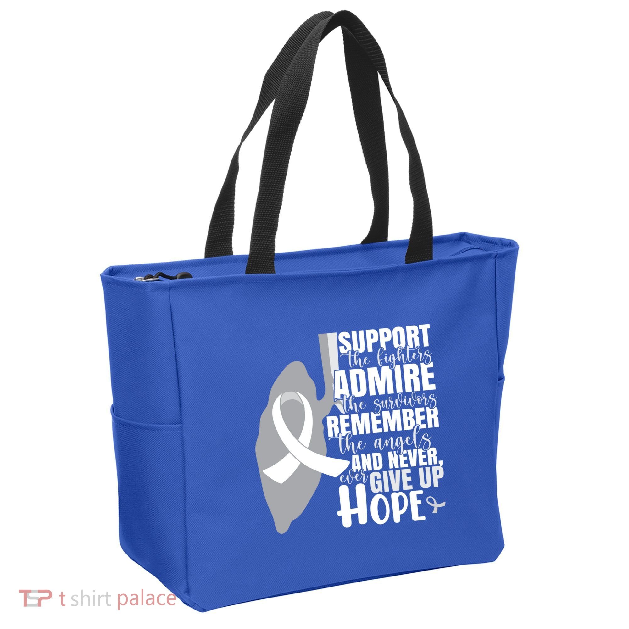 White Ribbon Lung Cancer Warrior Gift Tote Bag