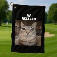 W Rizzler Meme Cat Meme Internet Memes Funny Meme Rizz Genz Golf Towel thumb 1