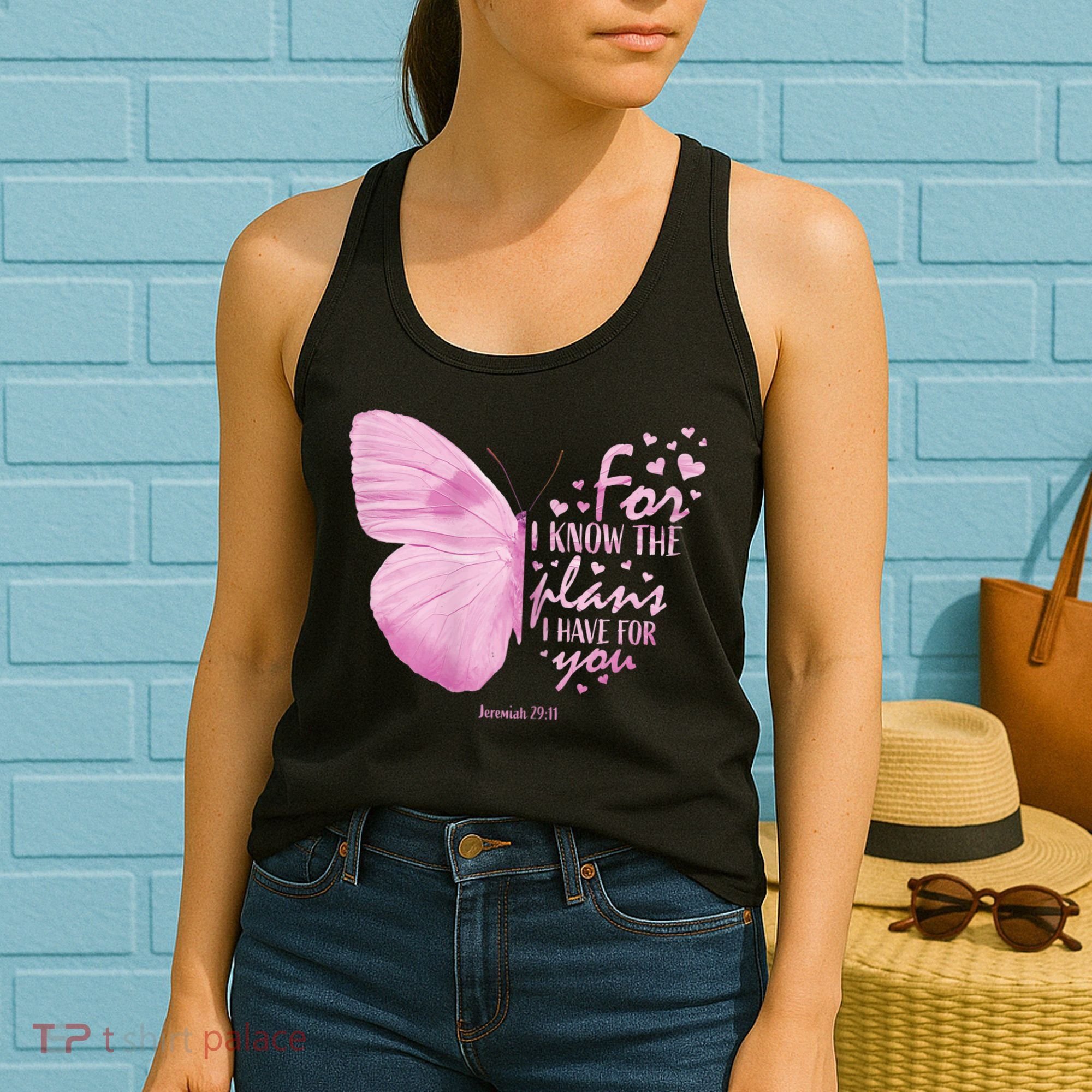 Womens Religious Mom Women Christian Bible Verse Butterfly Women's Tank Top