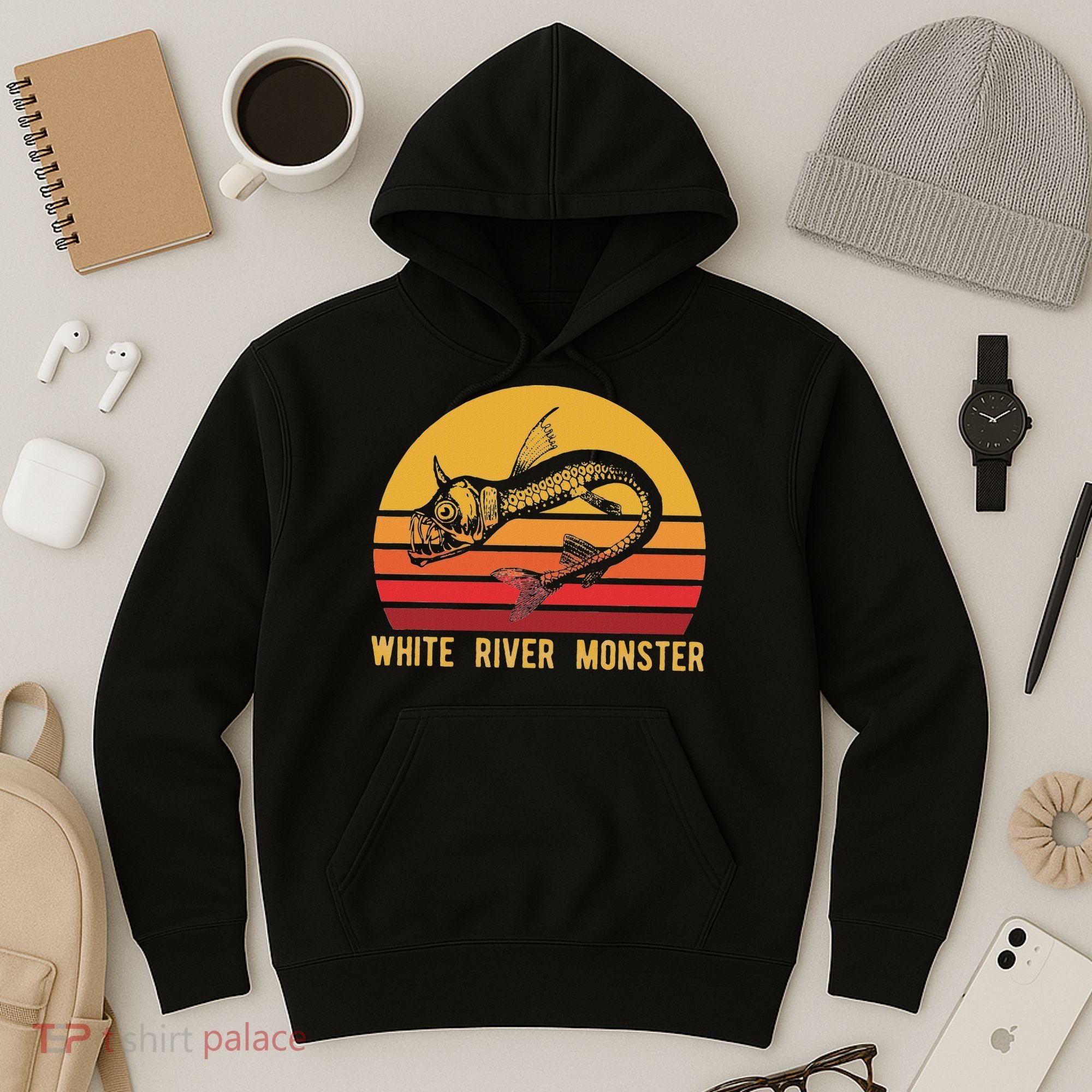 White River Monster Arkansas Cryptid Horned Fish Hoodie