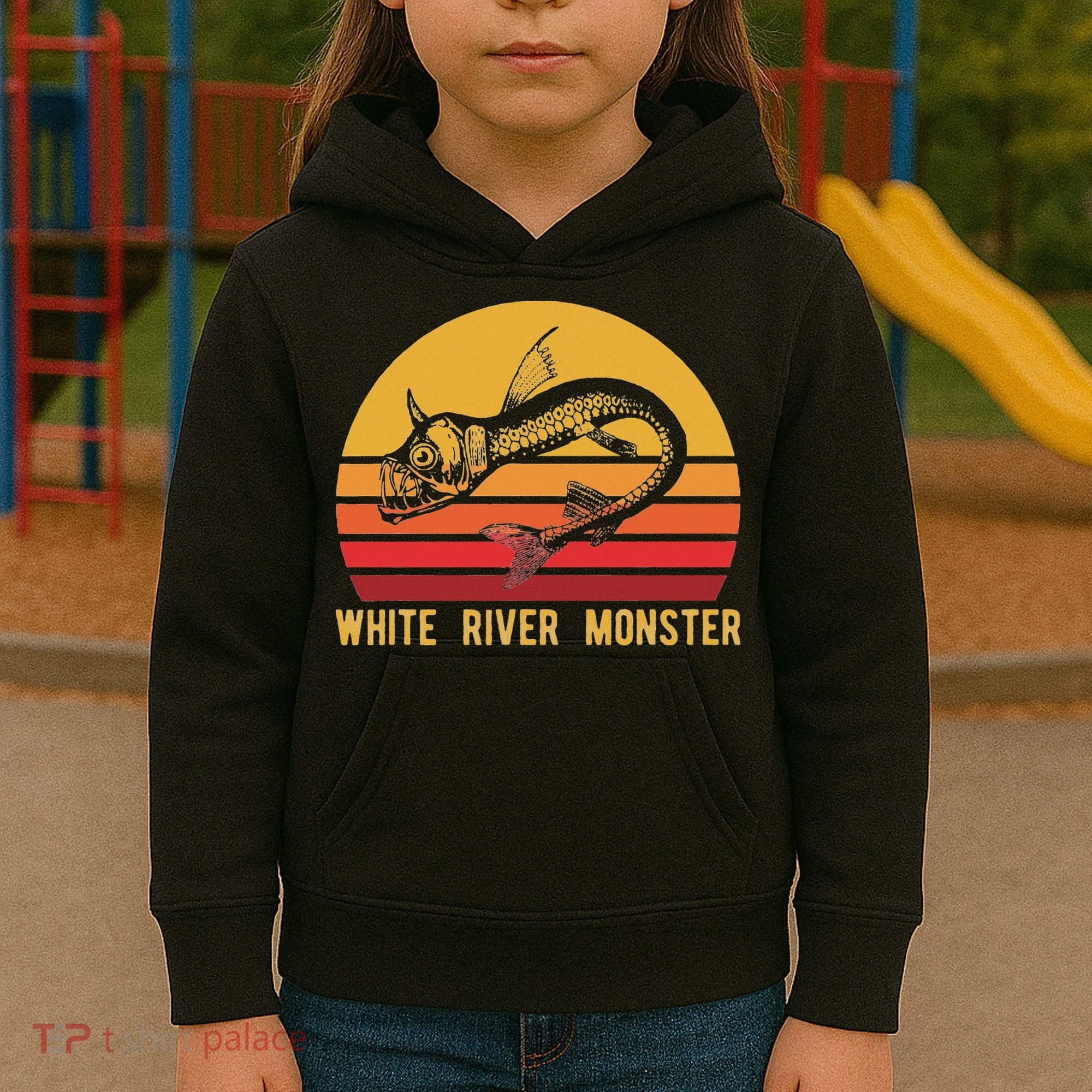 White River Monster Arkansas Cryptid Horned Fish Kids Hoodie