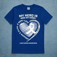 Wings Ribbon My Hero Is Now My Angel Lung Cancer Awareness Funny Gift T-Shirt thumb 5