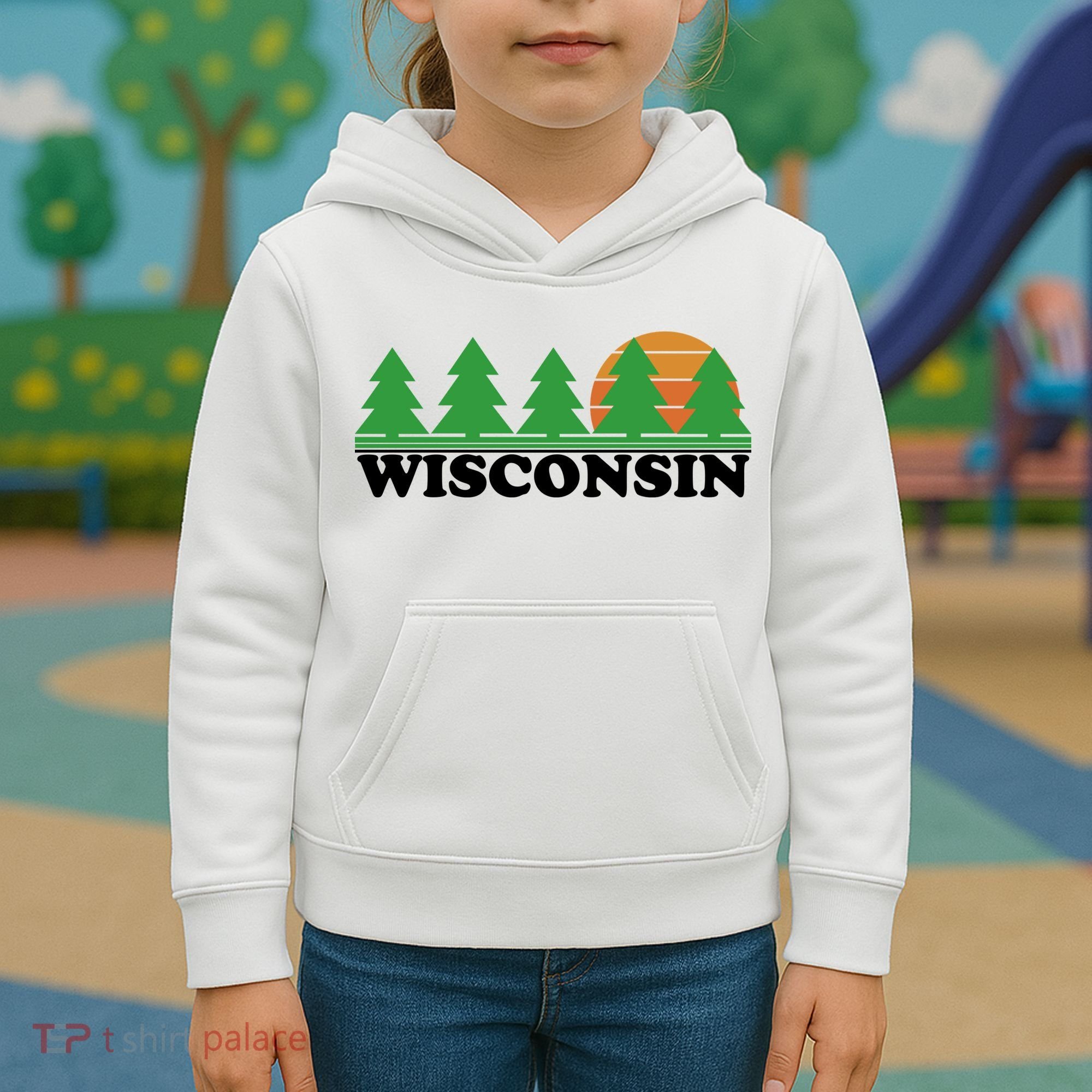 Wisconsin Retro Nature Kids Hoodie