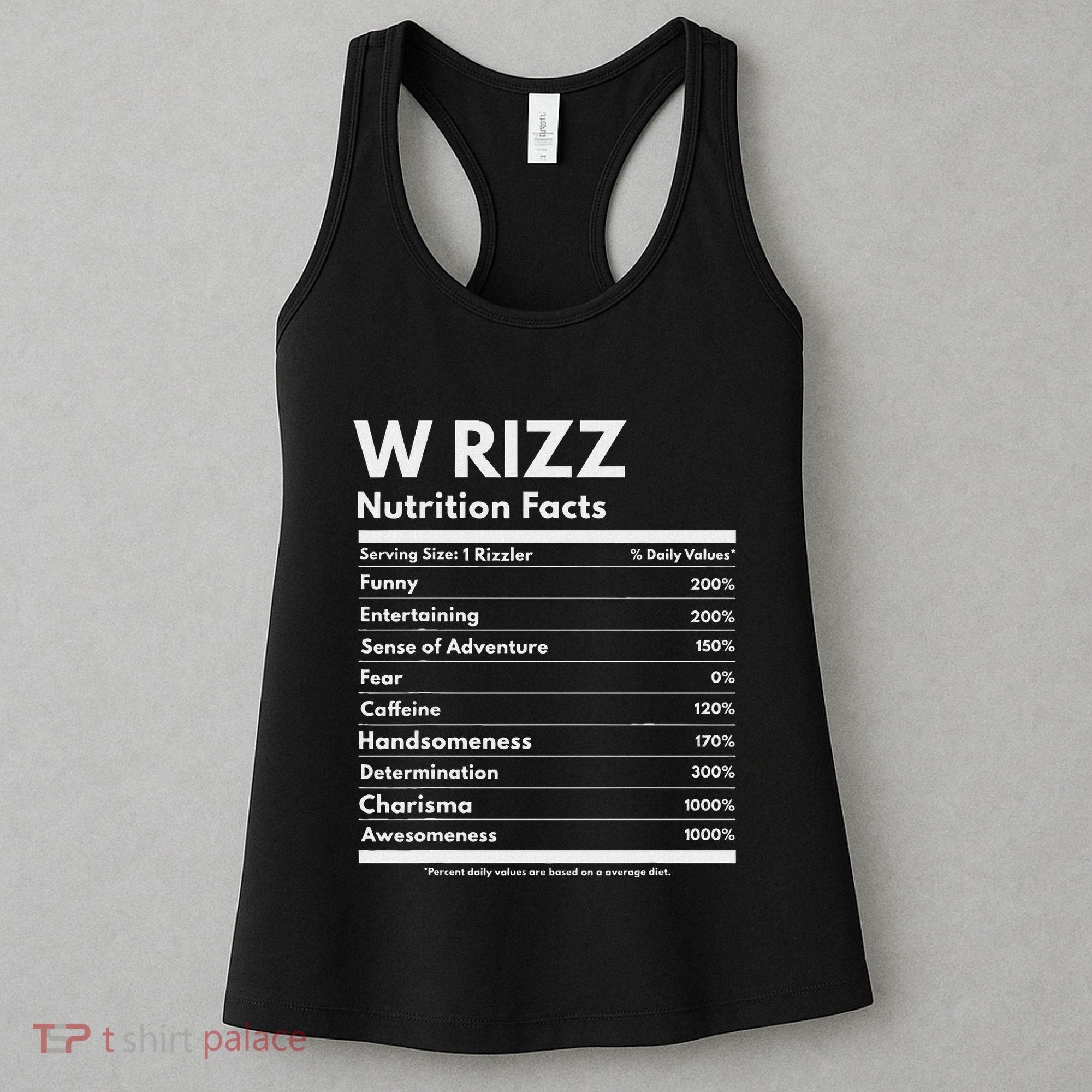 W Rizz Nutrition Facts Funny W Rizz Saying Rizz Women's Tank Top